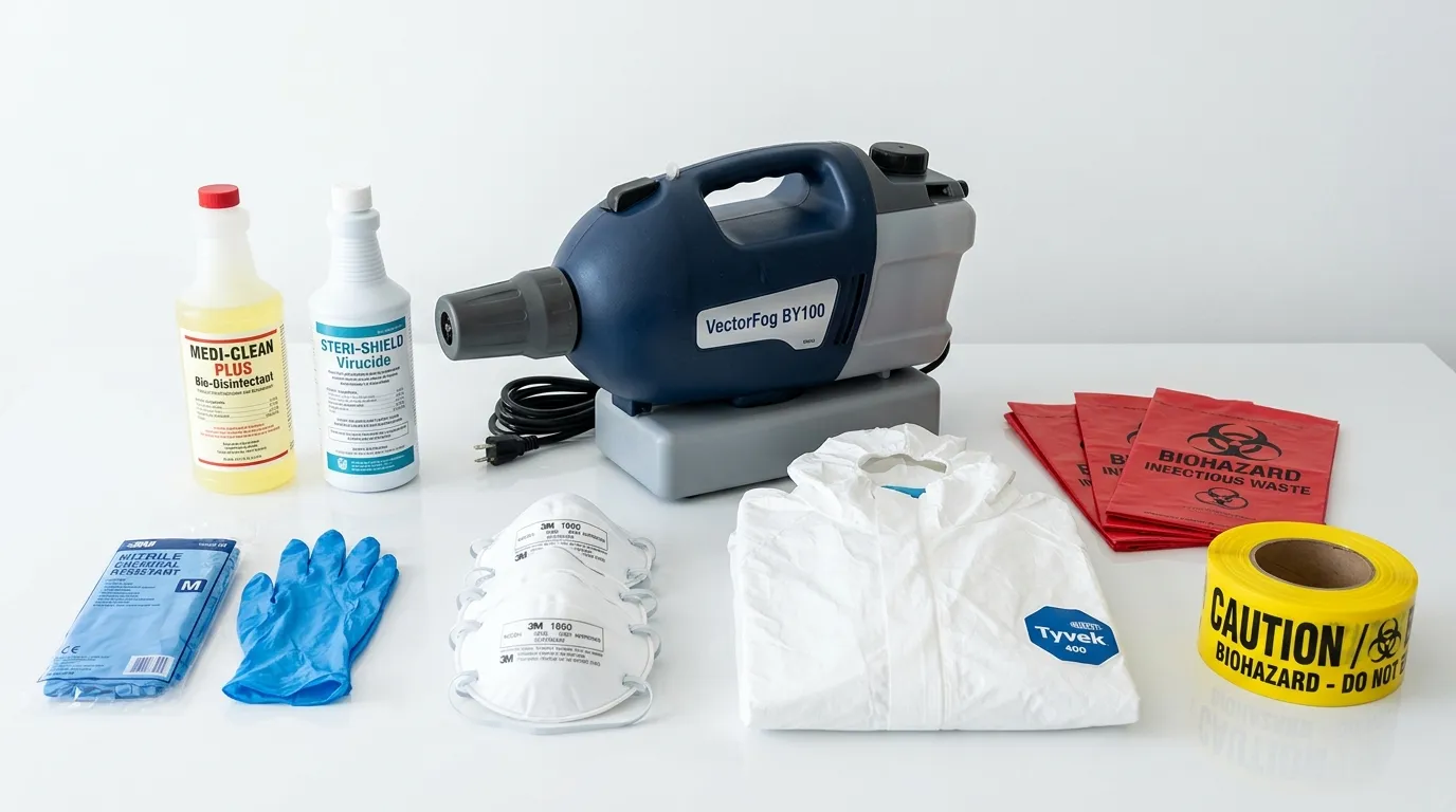 Professional biohazard remediation crew working in Preston